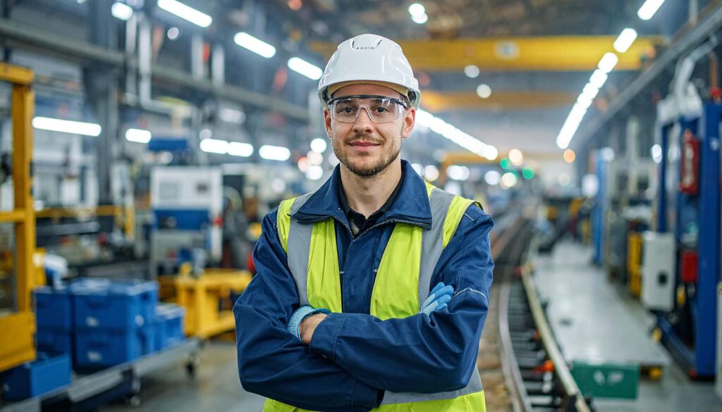 A termelésben dolgozó fizikai munkás – Fotó: Melczer Zsolt – AI illusztráció